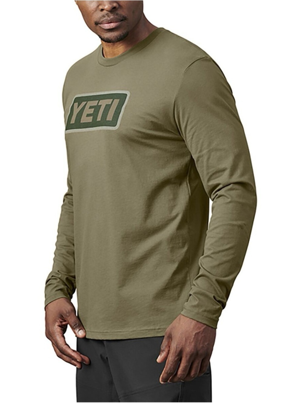 Large YETI Logo Badge Long-Sleeve T-Shirt Green 100% Cotton
